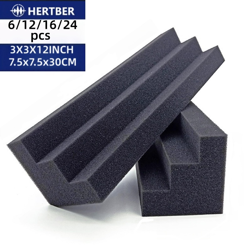 Home Cinema Wall Panels - 6/12/16/24PCS Corner Bass Trap 3x3x12 Inch