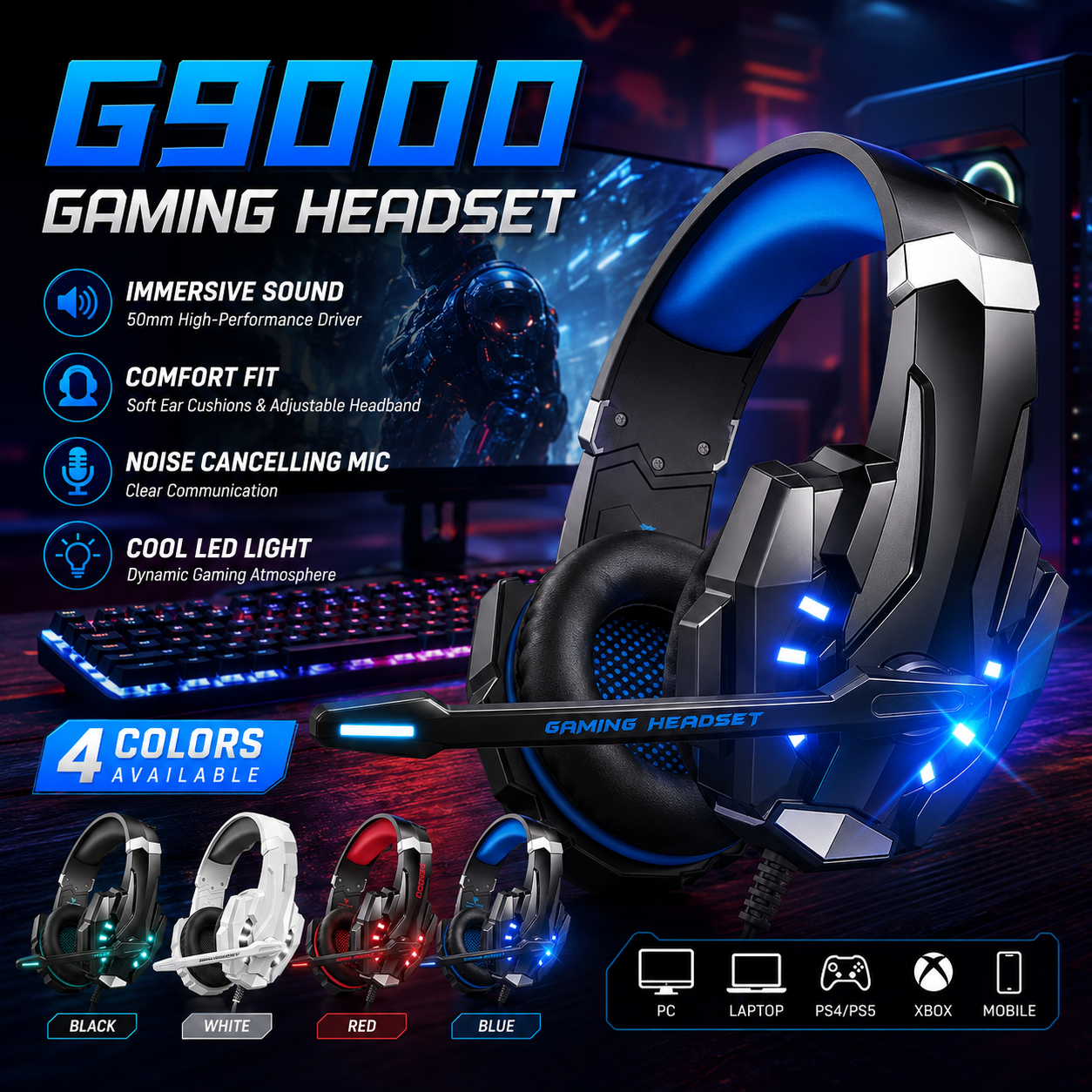 Home Cinema Headphones - Gaming Headset Wired Headphones with Microphone