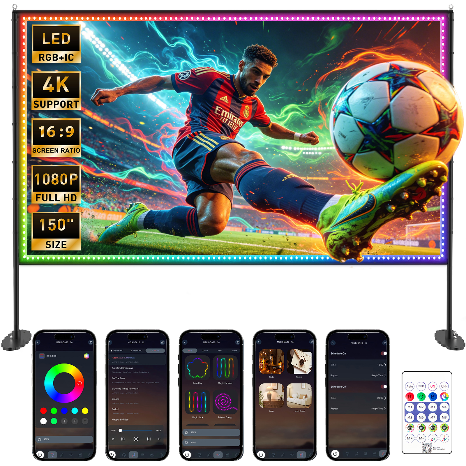 Home Cinema Events - LED Projector Screen with Stand for