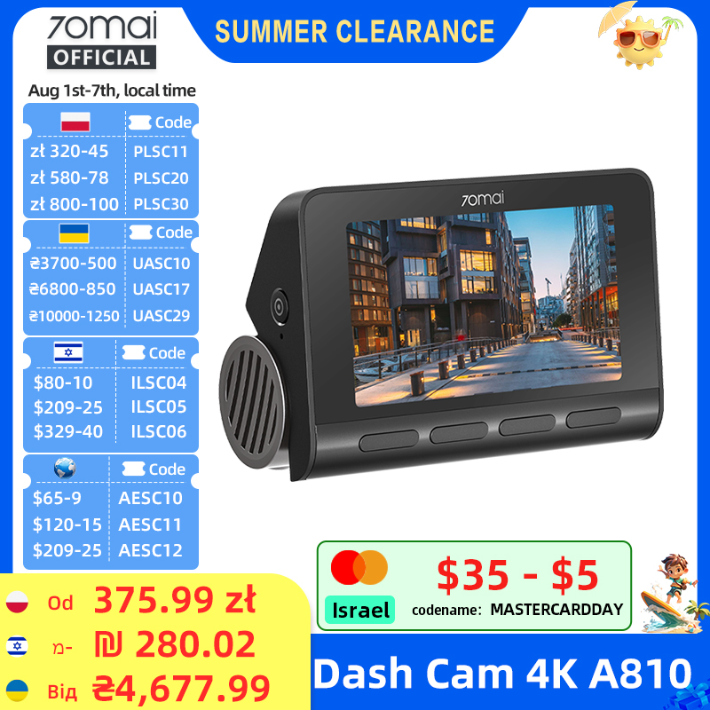 Home Cinema Blu Ray Sony - 70mai 4K Dash Cam A810 HDR