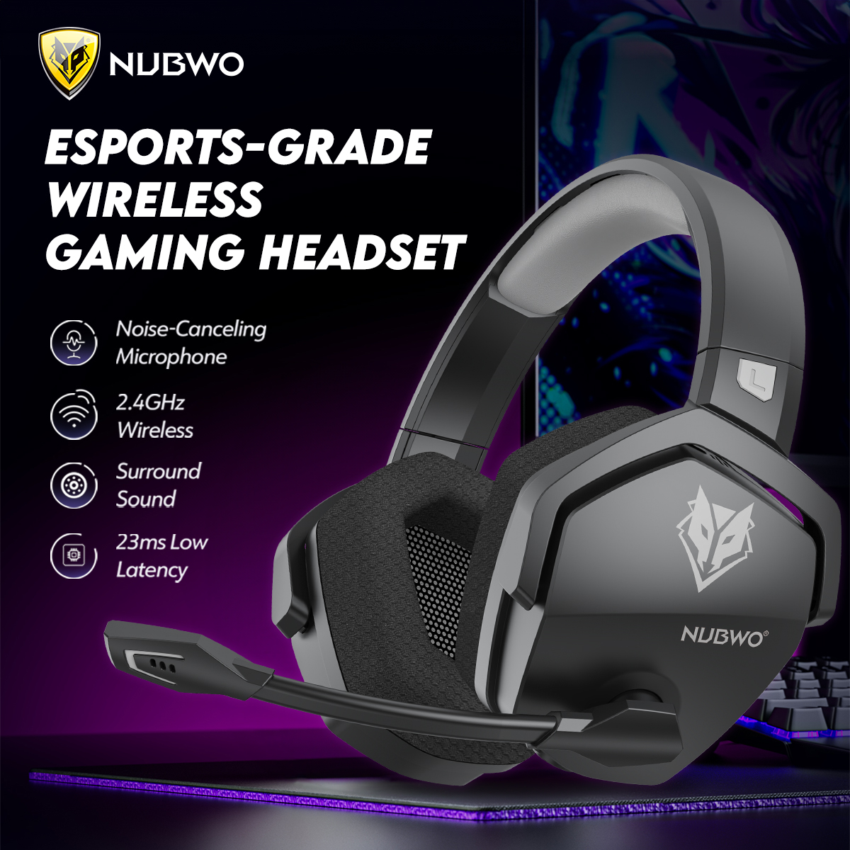 Home Cinema Headphones - NUBWO G06 Wireless Headsets Gamer 2.4GHz