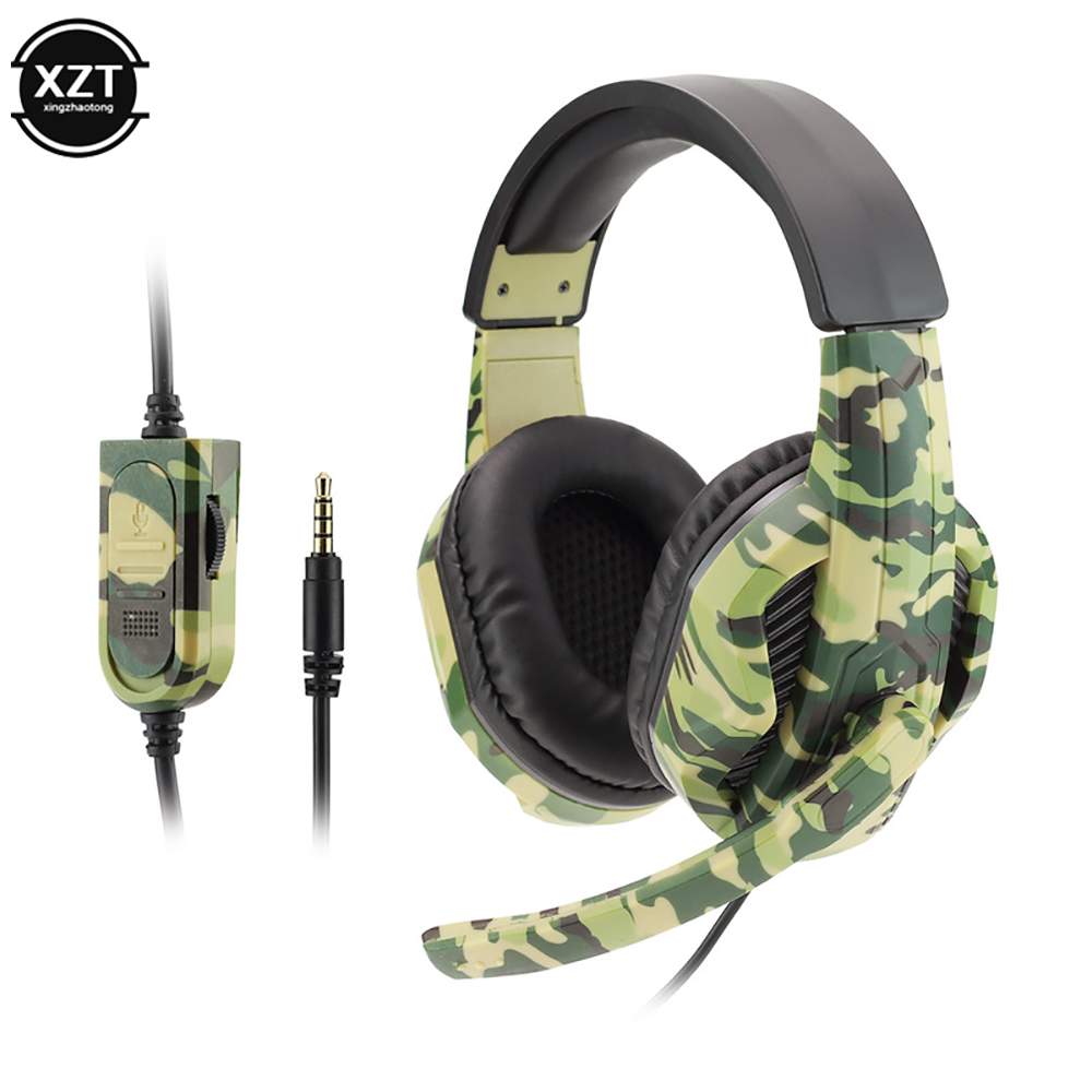 Home Cinema Headphones - Camouflage Gaming Headset 3.5mm AUX Jack