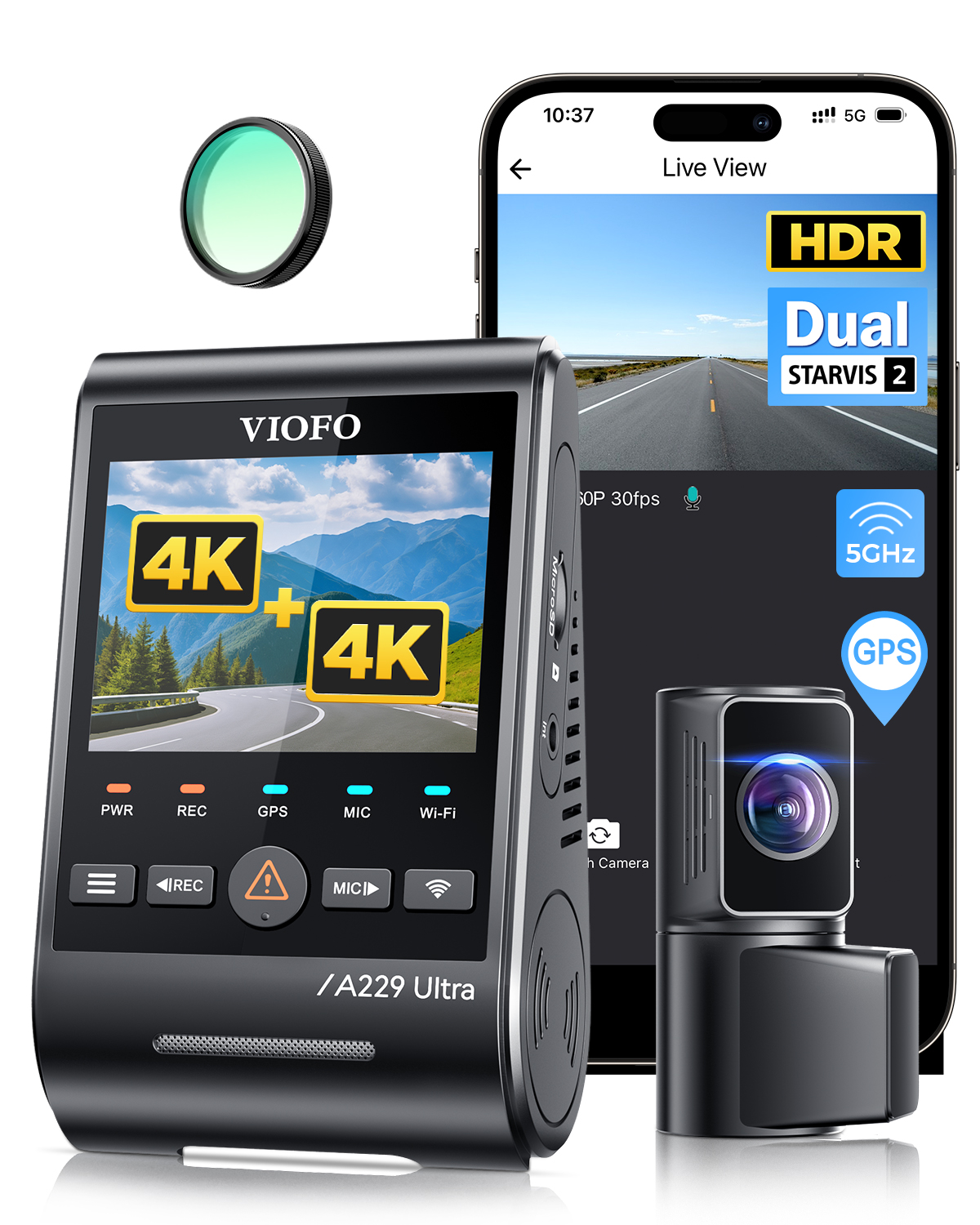 Home Cinema Blu Ray Sony - VIOFO A229 Ultra 2CH Dual 4K