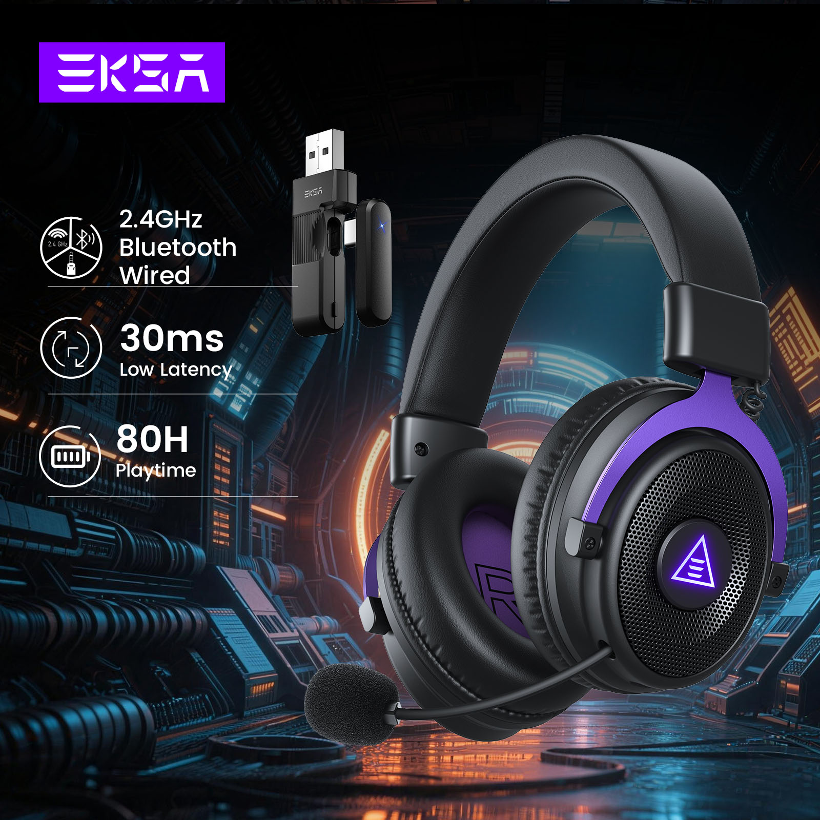 Home Cinema Headphones - EKSA E900 WT 2.4GHz Wireless Headphones