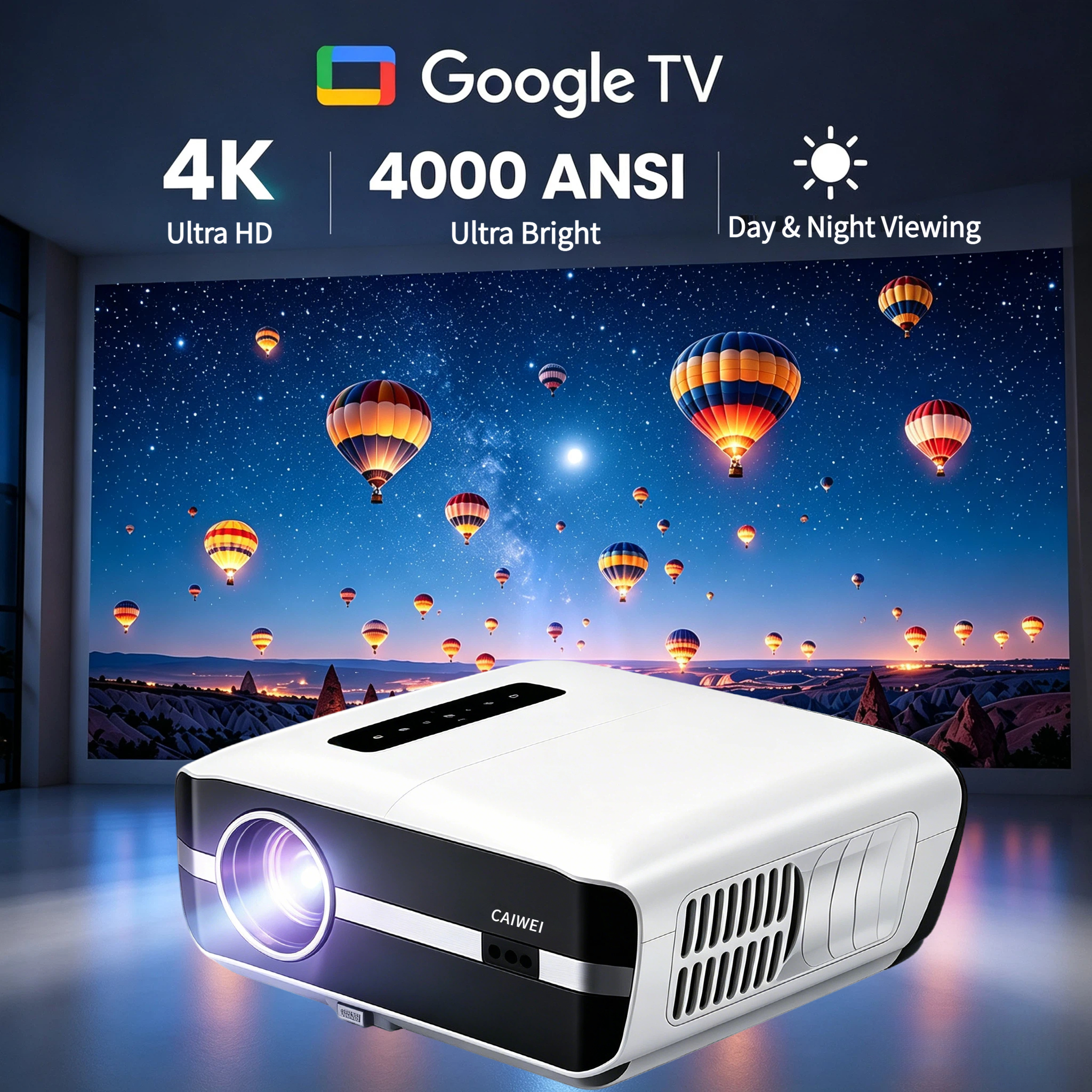 Home Cinema Complet - New 4k Projector Auto Focus Daytime